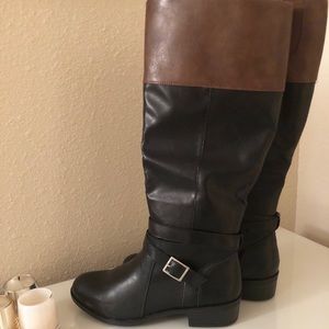 NEW* Tall Black Boots w/ brown accent
